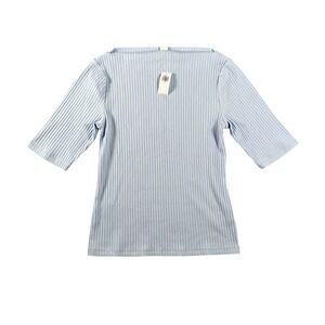 Old Navy Womens Ribbed Boat Neck Elbow Length Sleeve Top Light Blue Size S NWT